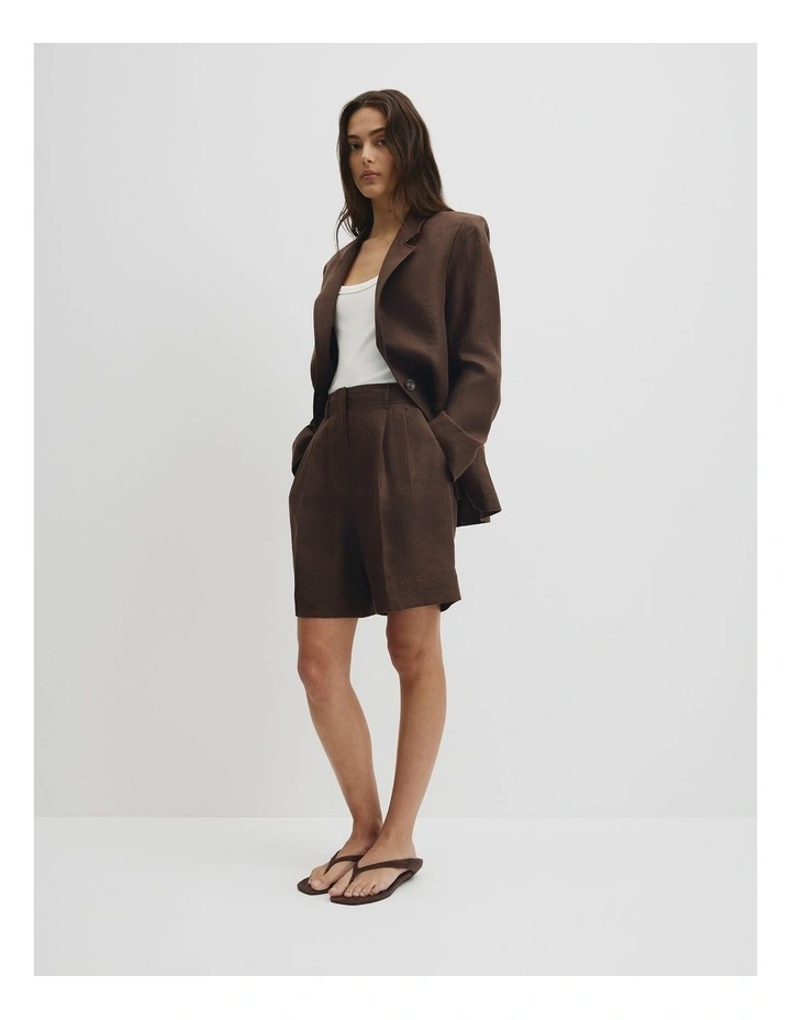 Longline Linen Short in Cocoa image 1
