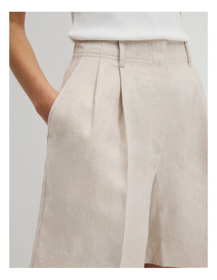 Longline Linen Short in Bisque image 3