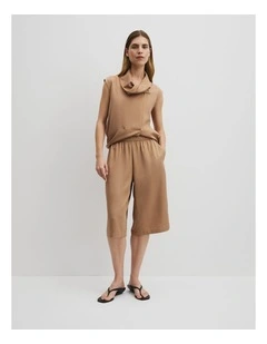 Cupro Bermuda Short in Camel