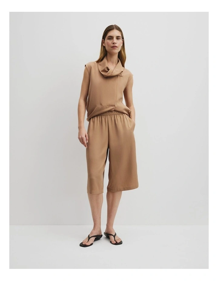 Cupro Bermuda Short in Camel image 1