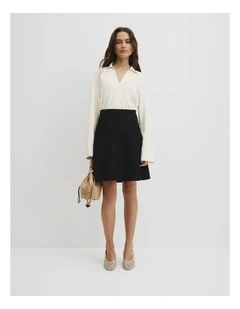 Compact Knit Mini Skirt in Black
