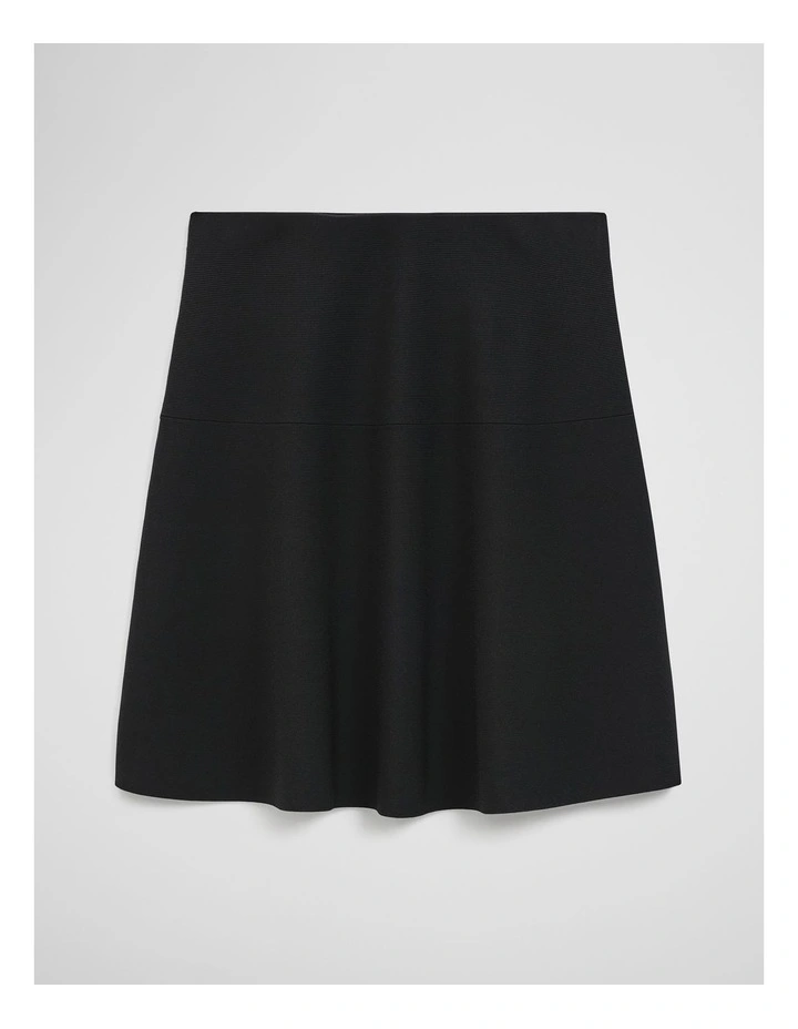Compact Knit Mini Skirt in Black image 2