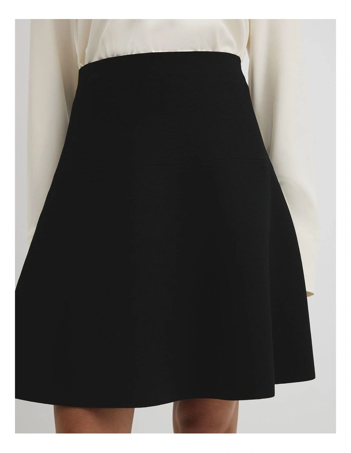 Compact Knit Mini Skirt in Black image 3