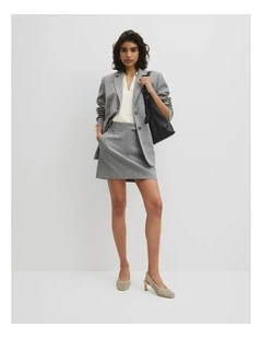 Pinstripe Mini Skirt in Grey Marle Stripe