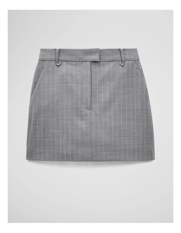 Pinstripe Mini Skirt in Grey Marle Stripe image 2
