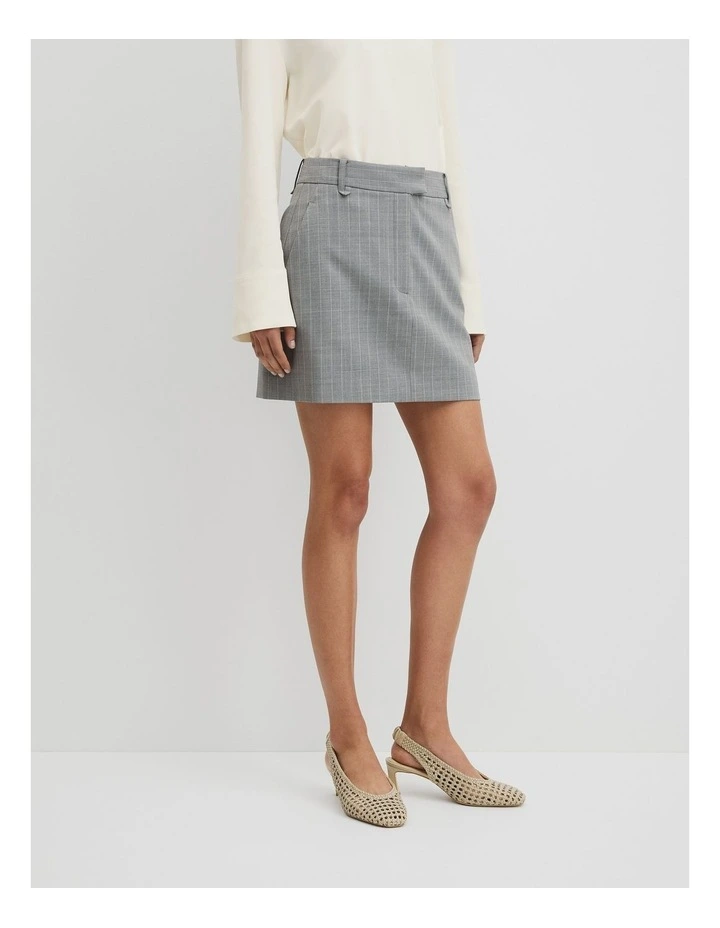 Pinstripe Mini Skirt in Grey Marle Stripe image 4