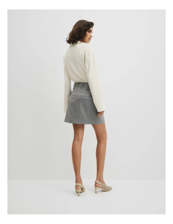 Pinstripe Mini Skirt in Grey Marle Stripe image 5