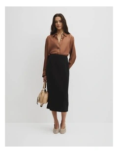 Zip Pencil Skirt in Black