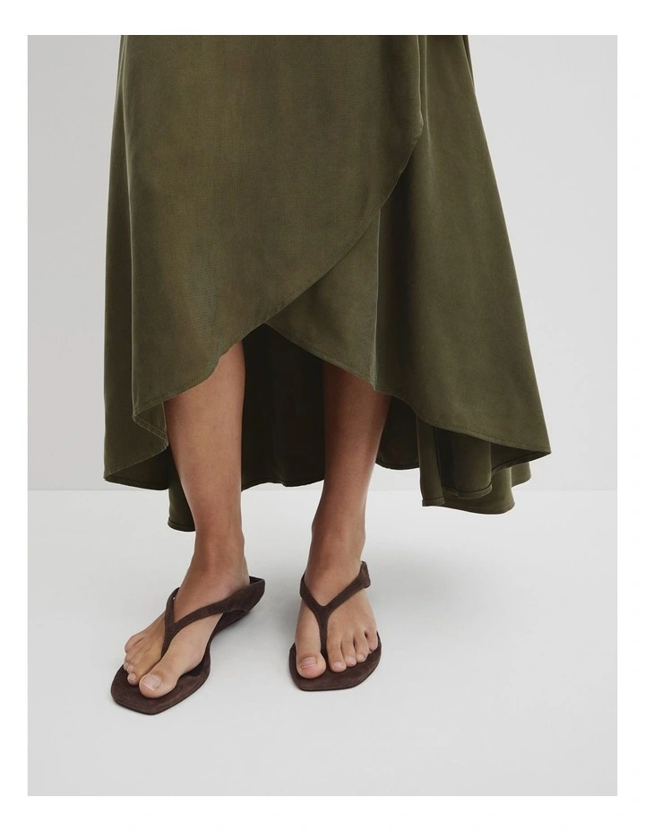 Asymmetrical Hem Skirt in Olivine image 3