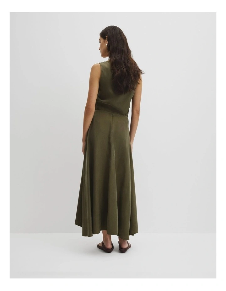 Asymmetrical Hem Skirt in Olivine image 5