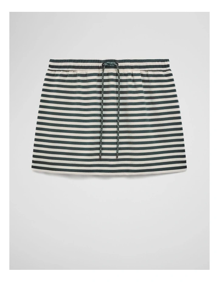 Australian Cotton Blend Stripe Jersey Skirt in Evergreen Stripe image 2