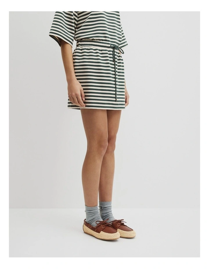 Australian Cotton Blend Stripe Jersey Skirt in Evergreen Stripe image 4