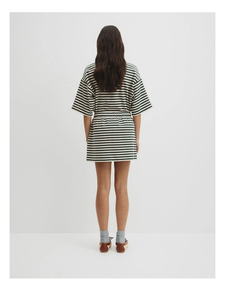 Australian Cotton Blend Stripe Jersey Skirt in Evergreen Stripe image 5