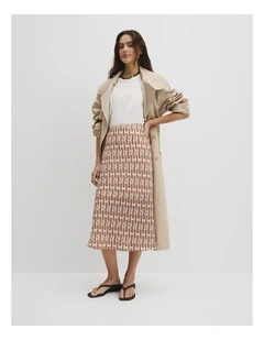 Print Bias Midi Skirt in Interlock Print
