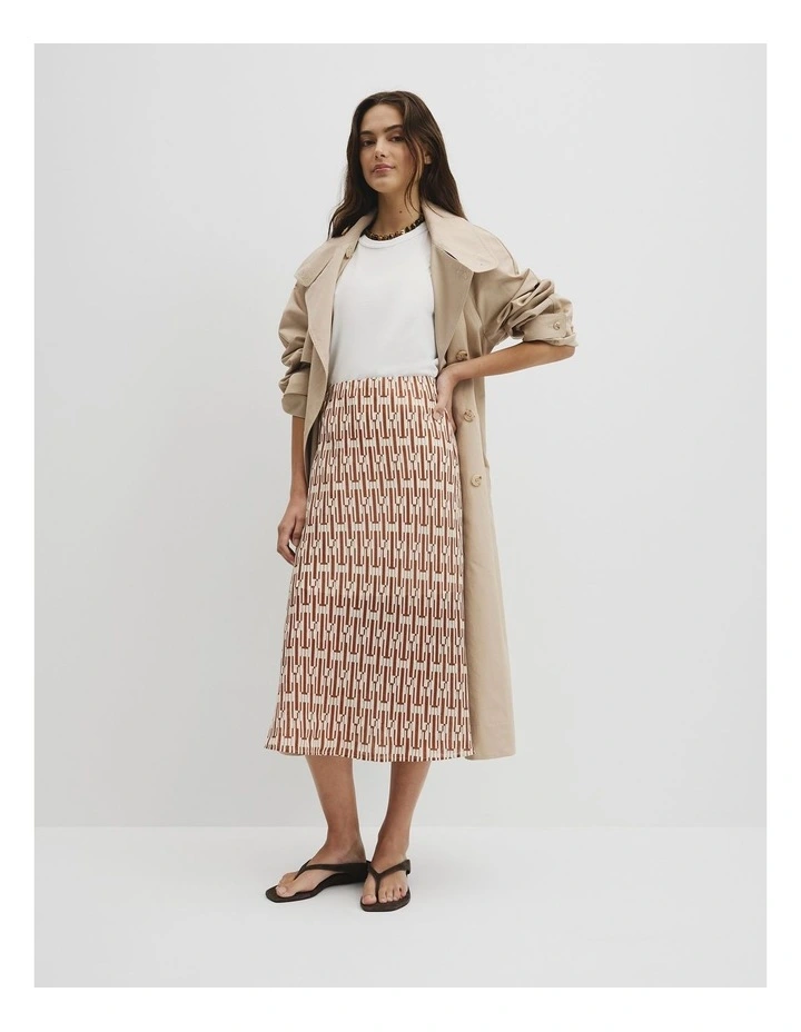 Print Bias Midi Skirt in Interlock Print image 1