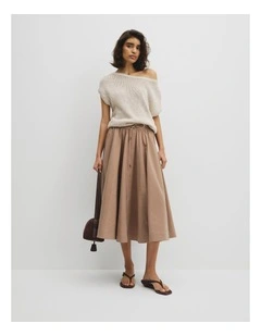 Parachute Midi Zip Skirt in Bark
