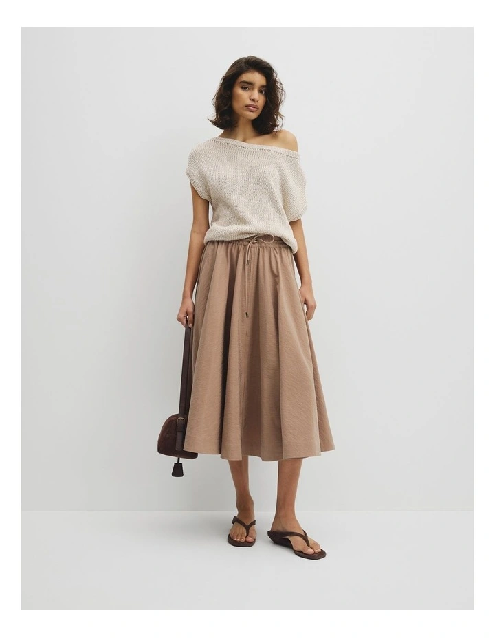 Parachute Midi Zip Skirt in Bark image 1