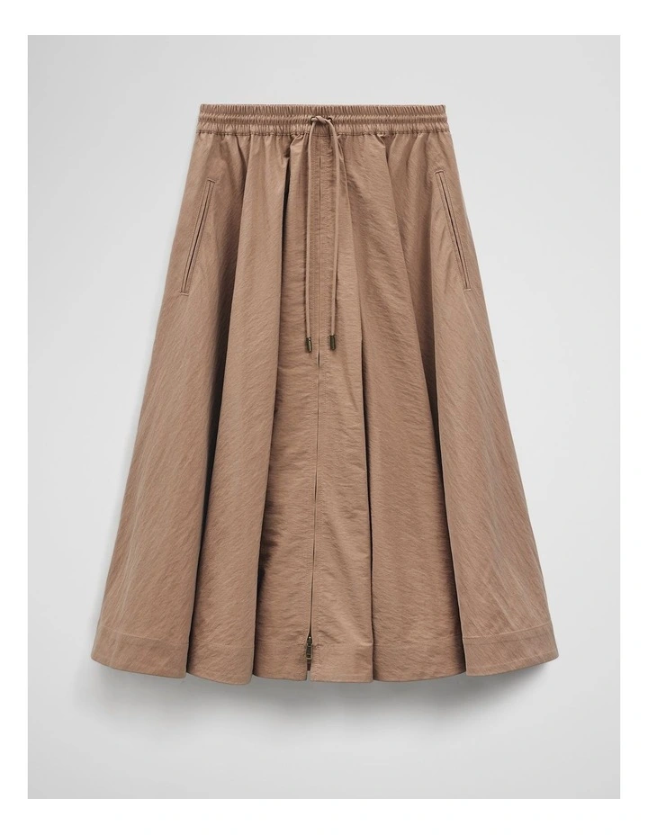 Parachute Midi Zip Skirt in Bark image 2