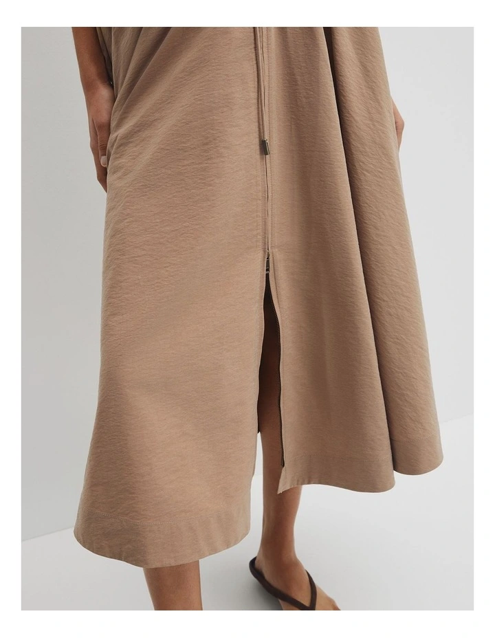 Parachute Midi Zip Skirt in Bark image 3