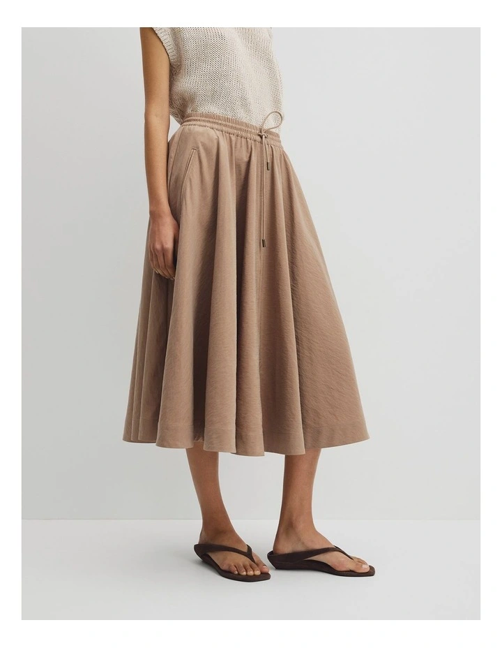 Parachute Midi Zip Skirt in Bark image 4