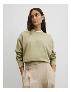 Australian Cotton Cr Sweat in Dusty Sage
