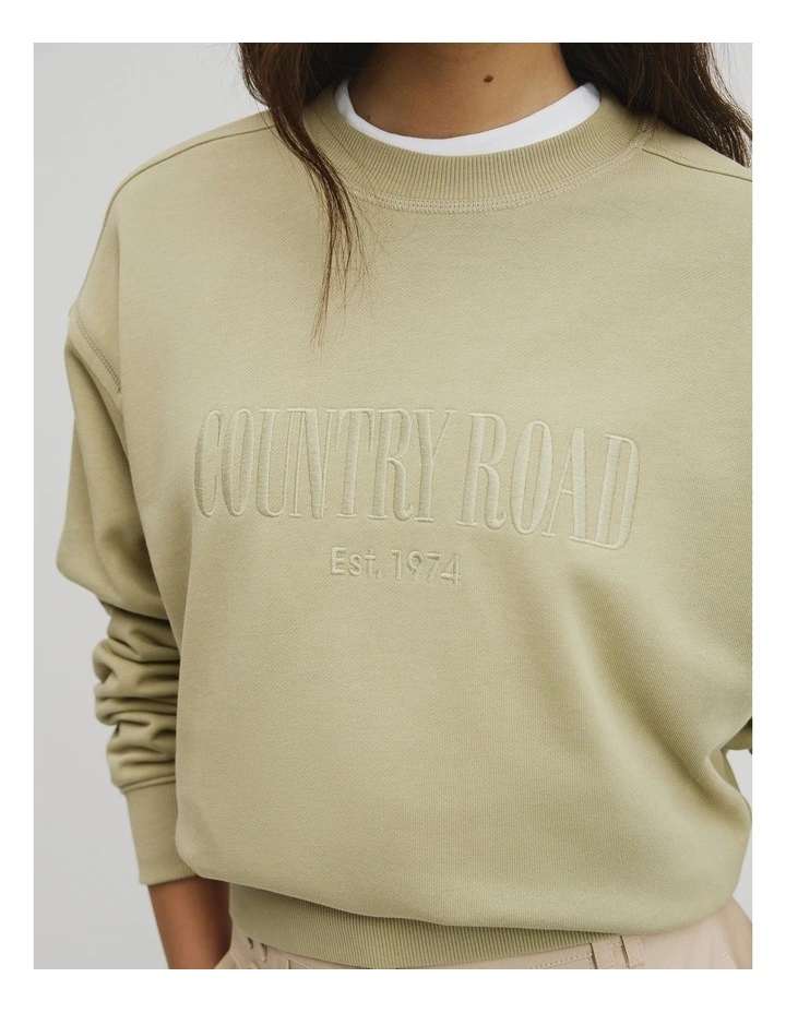 Australian Cotton Cr Sweat in Dusty Sage image 3