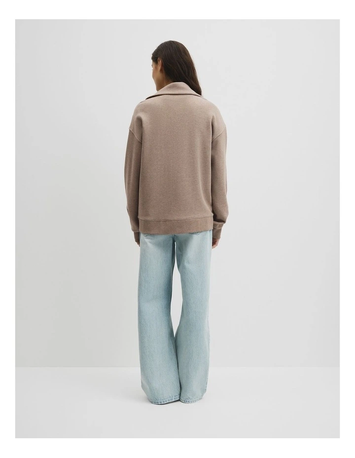 Australian Cotton Funnel Neck Sweat in Truffle Marle image 5