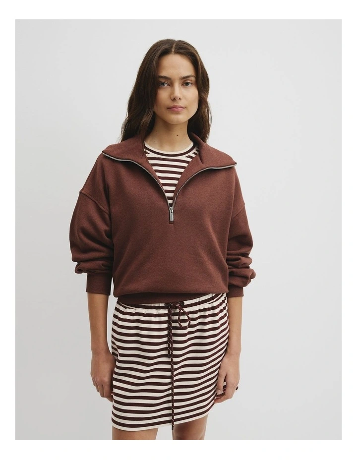 Australian Cotton Funnel Neck Sweat in Ember Marle image 1