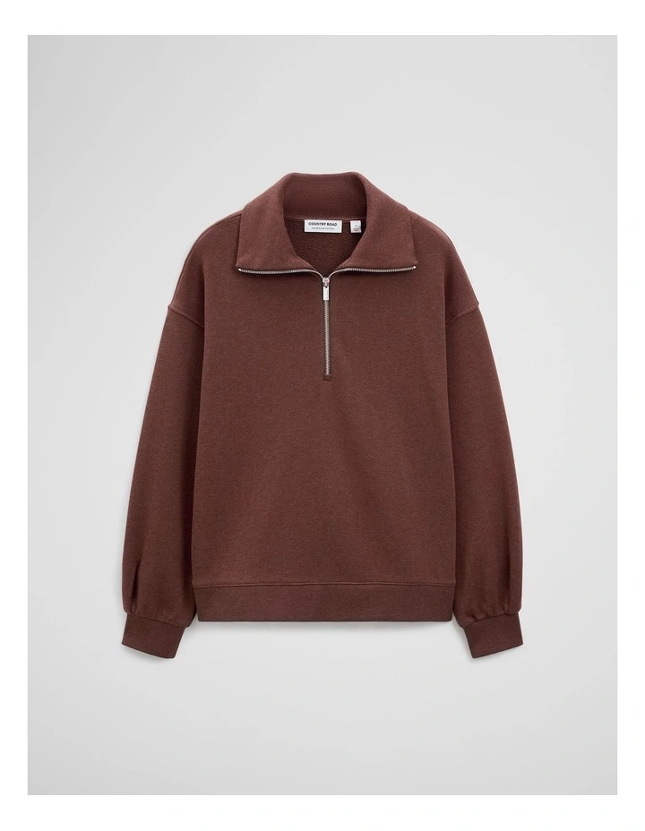 Australian Cotton Funnel Neck Sweat in Ember Marle image 2