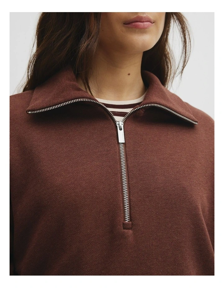 Australian Cotton Funnel Neck Sweat in Ember Marle image 3