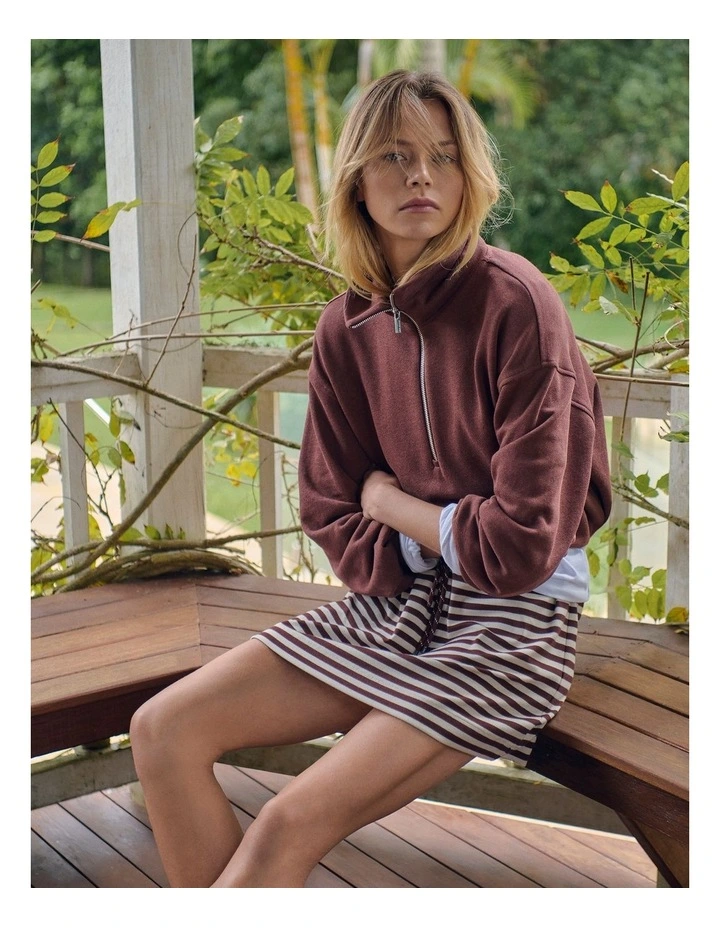 Australian Cotton Funnel Neck Sweat in Ember Marle image 6