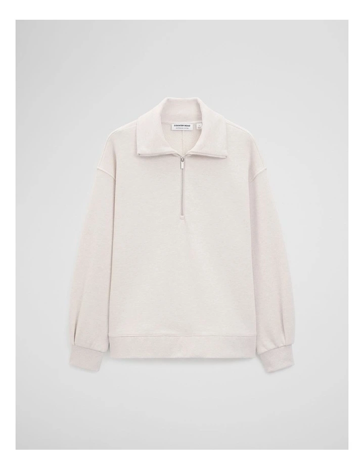 Australian Cotton Funnel Neck Sweat in Almond Marle image 2