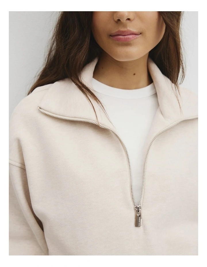Australian Cotton Funnel Neck Sweat in Almond Marle image 3