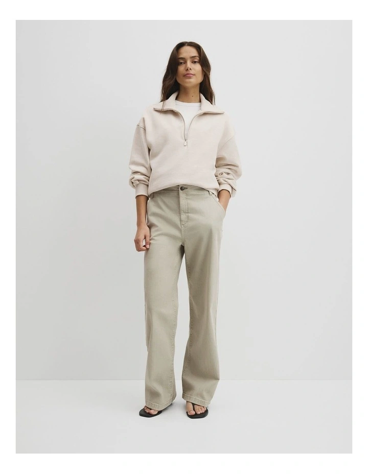 Australian Cotton Funnel Neck Sweat in Almond Marle image 4