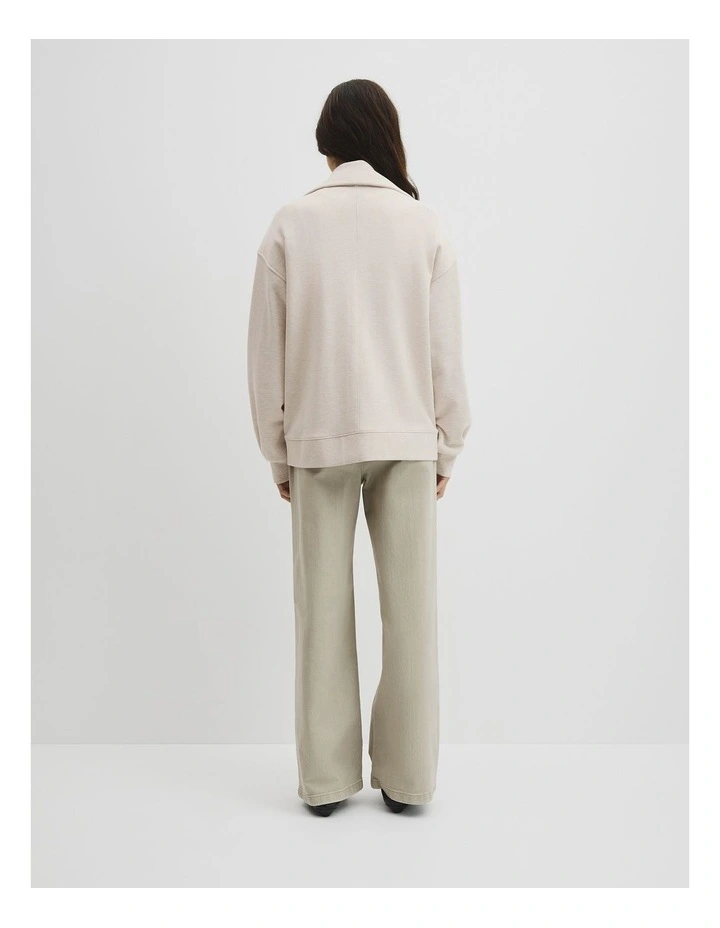 Australian Cotton Funnel Neck Sweat in Almond Marle image 5