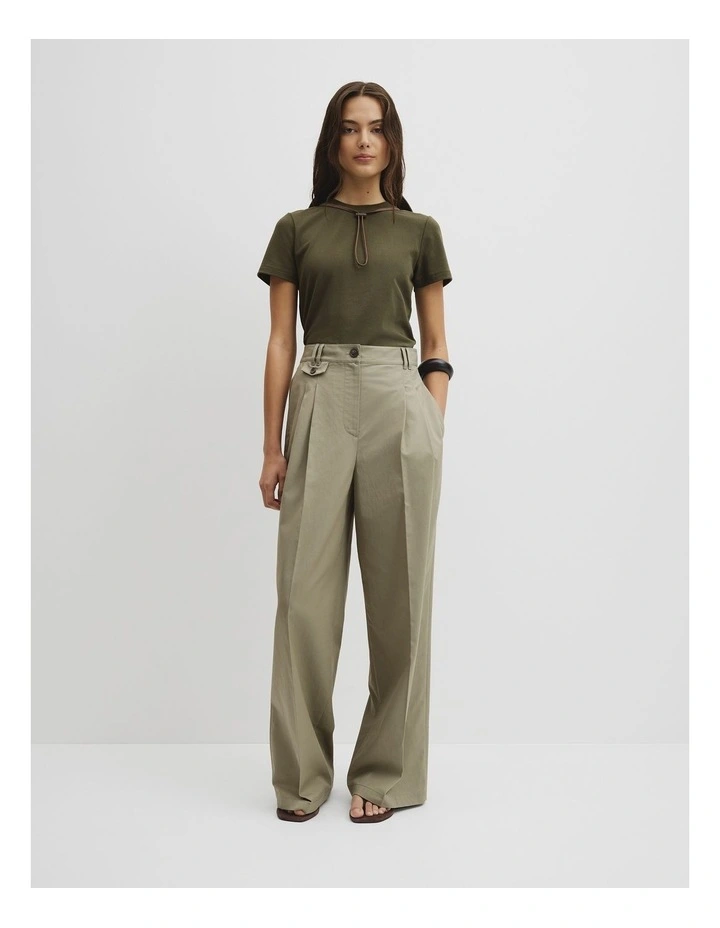 Australian Cotton Blend Fitted T-shirt in Olivine image 4