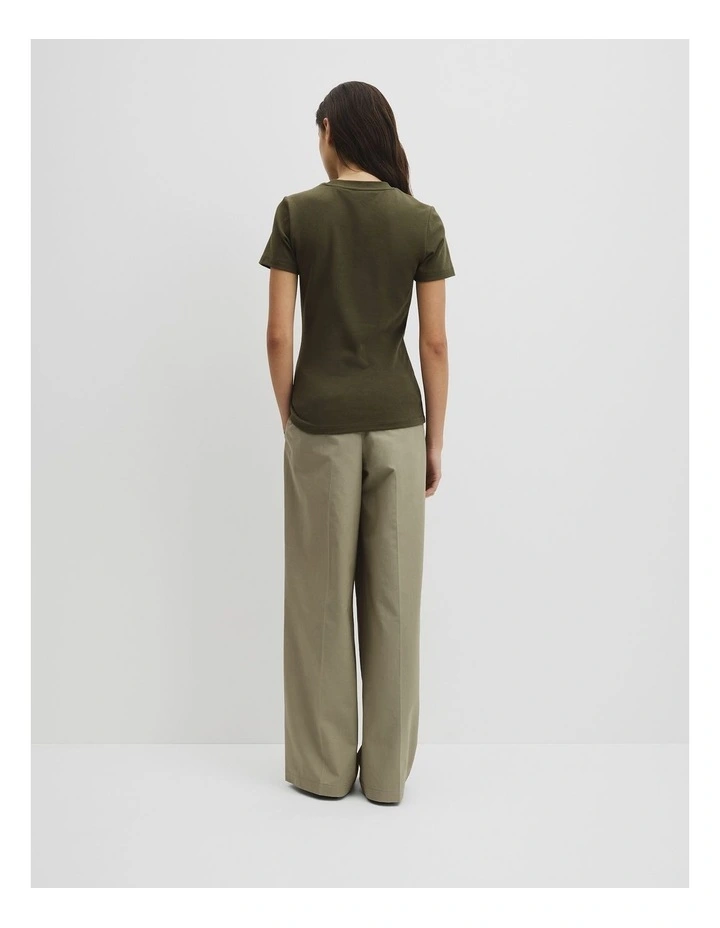 Australian Cotton Blend Fitted T-shirt in Olivine image 5