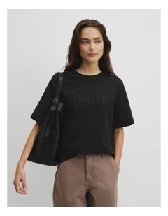 Australian Cotton Cr T-shirt in Black