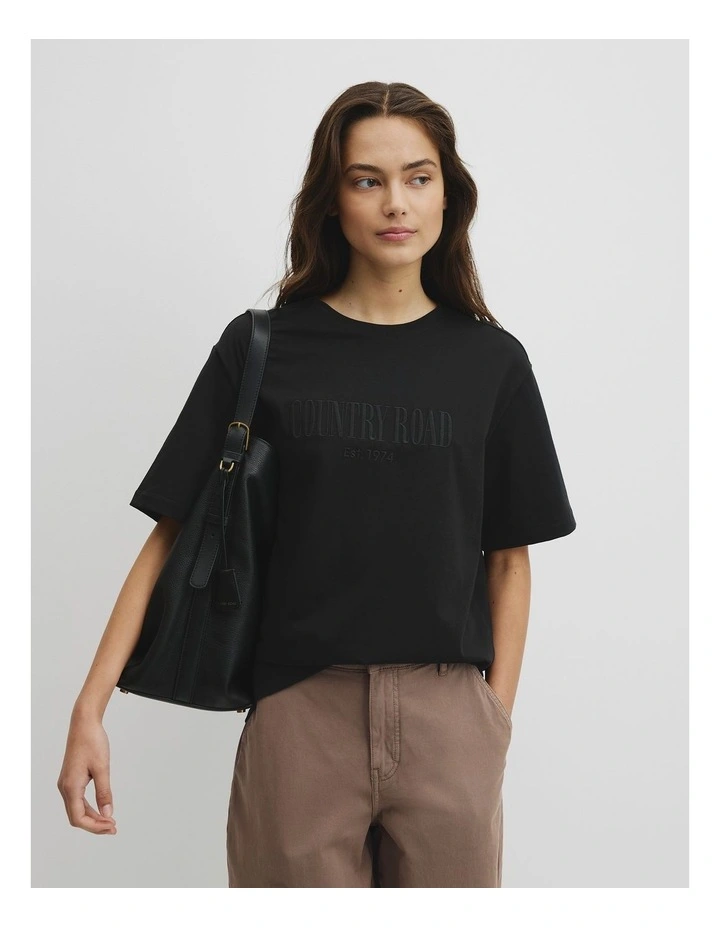Australian Cotton Cr T-shirt in Black image 1