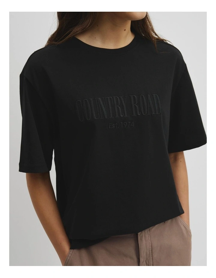 Australian Cotton Cr T-shirt in Black image 3