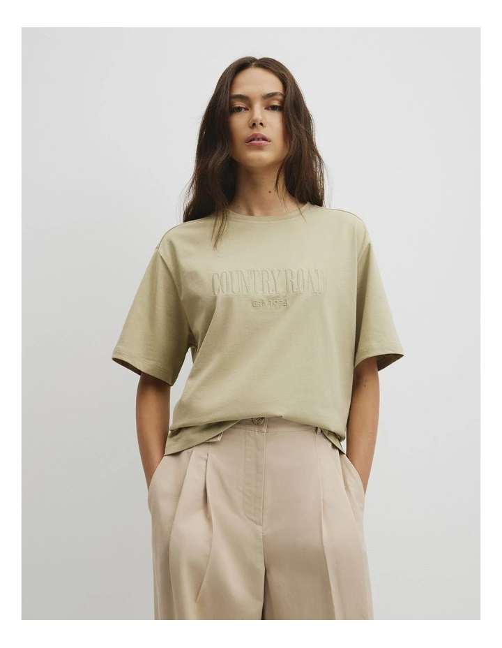 Australian Cotton Cr T-shirt in Dusty Sage image 1