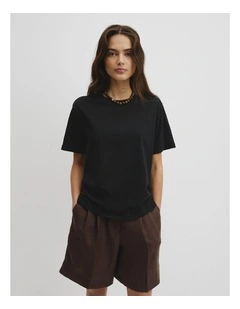 Textured Short Sleeve Slub T-shirt in Black