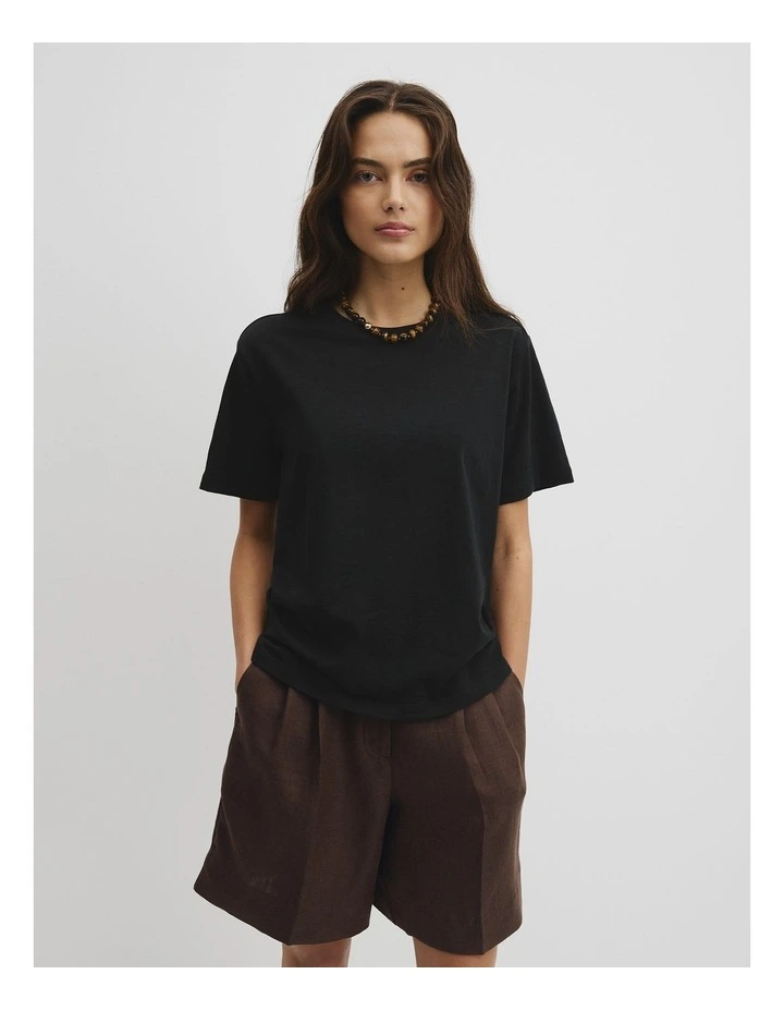 Textured Short Sleeve Slub T-shirt in Black image 1