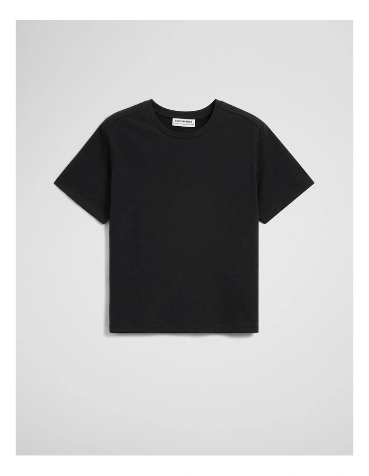 Textured Short Sleeve Slub T-shirt in Black image 2