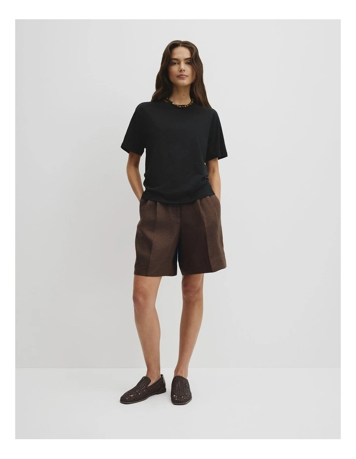 Textured Short Sleeve Slub T-shirt in Black image 4