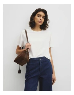 Textured Short Sleeve Slub T-shirt in White