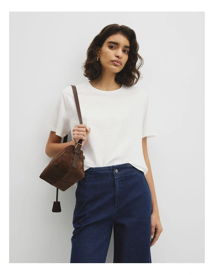 Textured Short Sleeve Slub T-shirt in White image 1