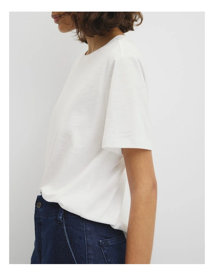 Textured Short Sleeve Slub T-shirt in White image 3