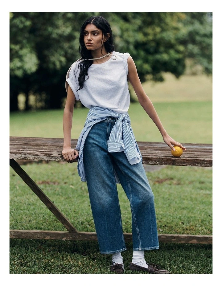 Textured Short Sleeve Slub T-shirt in White image 6