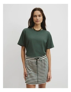 Textured Short Sleeve Slub T-shirt in Evergreen